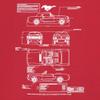 1966 Ford Mustang GT Blueprint V-Neck T-Shirt American Classic Men's Novelty Red XX-Large view 4