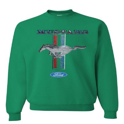 Tee Hunt Ford Mustang Classic Sweatshirt GT Cobra Boss 302 Mach 1 Sweater Green Medium
