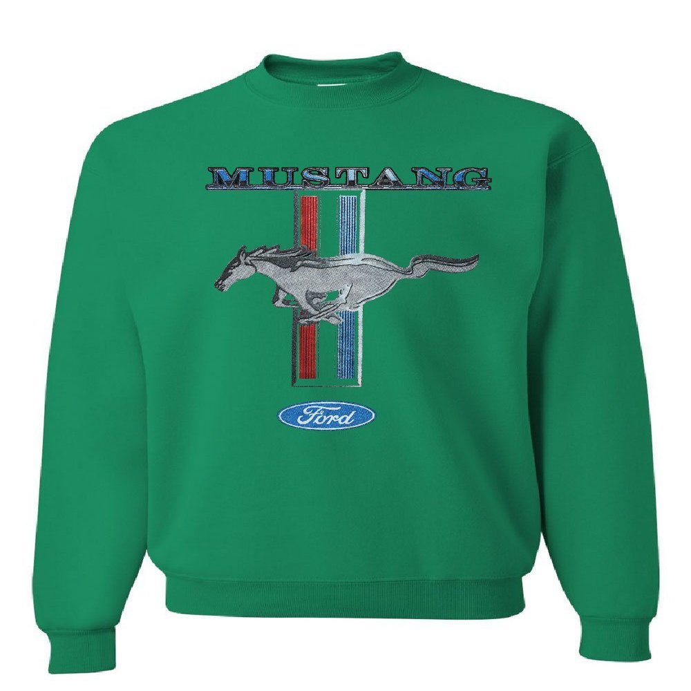 Tee Hunt Ford Mustang Classic Sweatshirt GT Cobra Boss 302 Mach 1 Sweater Green Medium