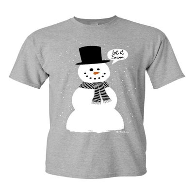 Let It Snow T-Shirt Funny Snowman Christmas Xmas Cotton Tee Sport Gray XX-Large
