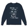 1966 Ford Mustang GT Blueprint Long Sleeve Novelty T-Shirt American Classic Navy Blue 3X-Large view 1