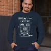 1966 Ford Mustang GT Blueprint Long Sleeve Novelty T-Shirt American Classic Navy Blue 3X-Large view 3