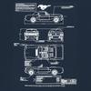 1966 Ford Mustang GT Blueprint Long Sleeve Novelty T-Shirt American Classic Navy Blue 3X-Large view 4