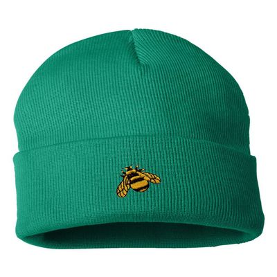 Go All Out One Size Kelly Cuffed Bumble Bee Embroidered Cuffed Knit Beanie Cap