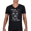 1966 Ford Mustang GT Blueprint V-Neck T-Shirt American Classic Men's Novelty Black Small view 2