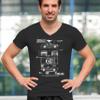 1966 Ford Mustang GT Blueprint V-Neck T-Shirt American Classic Men's Novelty Black Small view 3