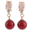Gold Color AAA CZ Red Pearl Clip on Earrings Non Piercing for Women (92Gold) view 1