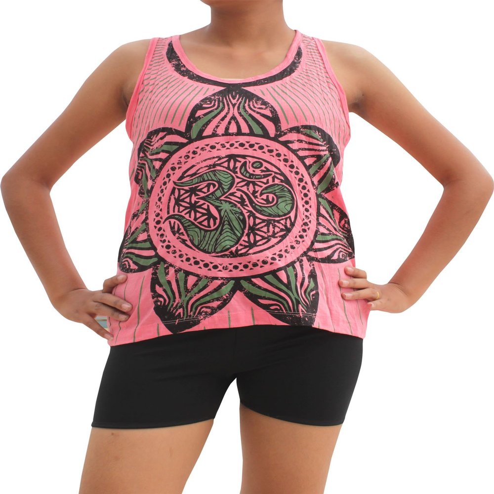 Full Funk Ladies Sleeveless Tank Top Shirt Sands of Time Spirituality Art, X-Large, Pink