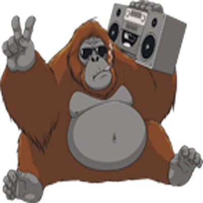 Cool Swag Club Music Boombox Orange Orangutan Cartoon Vinyl Decal Sticker (2", 4", 8", 12" Wide)