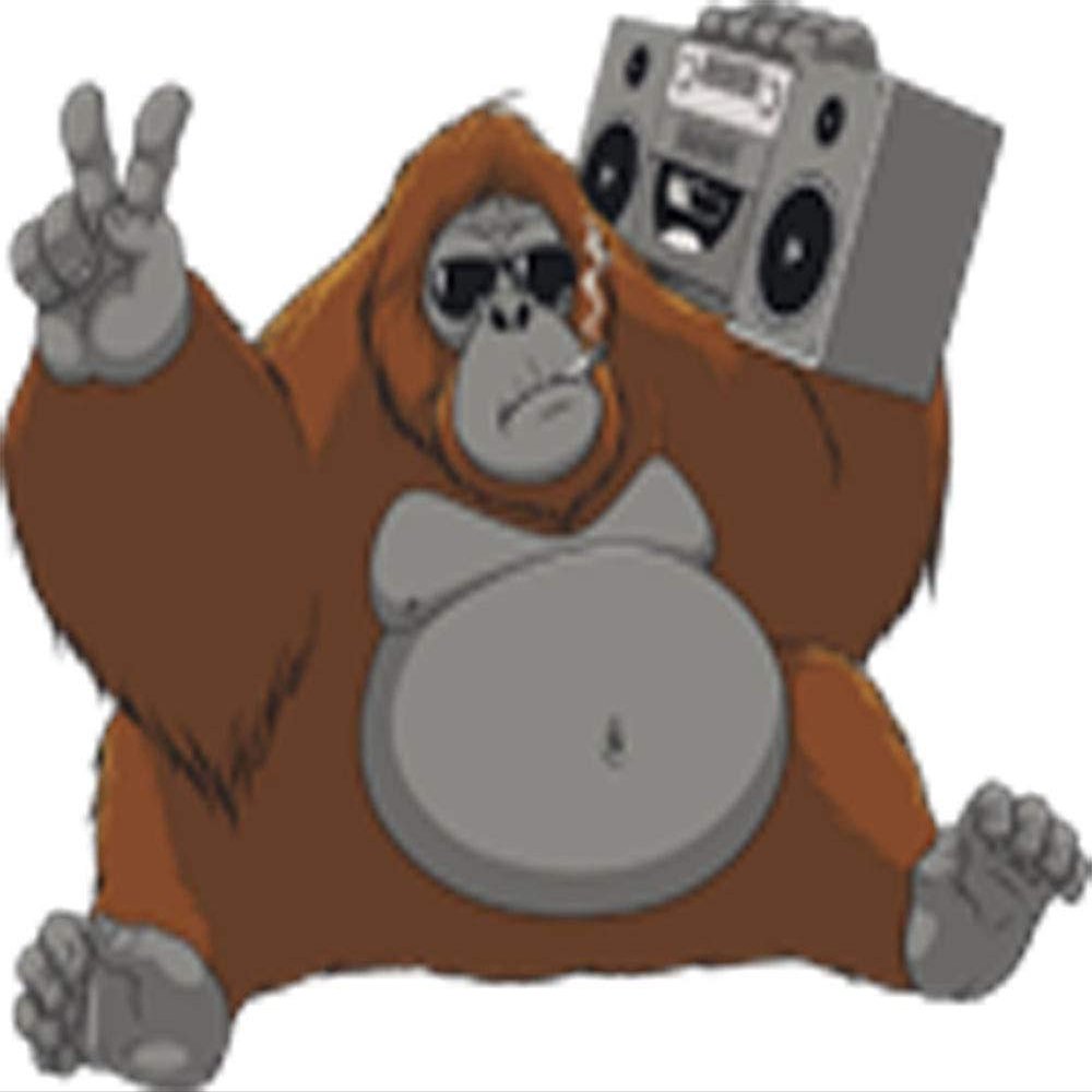 Cool Swag Club Music Boombox Orange Orangutan Cartoon Vinyl Decal Sticker (2", 4", 8", 12" Wide)