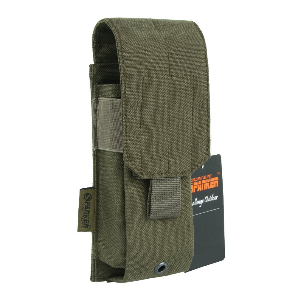 EXCELLENT ELITE SPANKER Tactical Molle Single/Double/Triple Mag Pouch for M4 M14 M16 AR15 G36 AK Magazine Pouch Holds 2 Mags (Ranger Green)