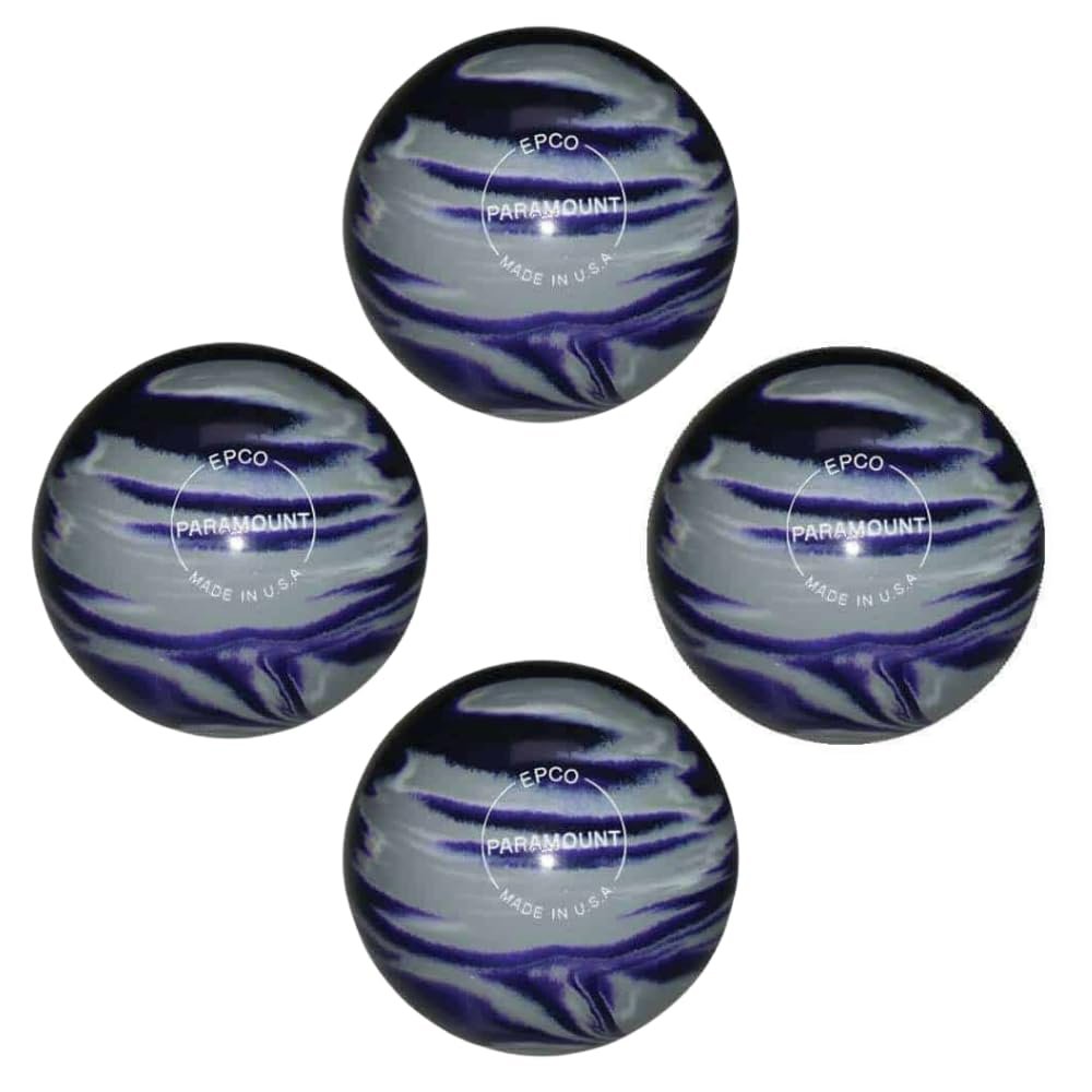 BuyBocceBalls - EPCO Candlepin Bowling Balls - Marbleized - Purple, Grey & White (4 1/2 inch- 2lbs. 5oz.) - 4 Balls - Made in USA