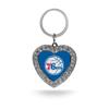 Rico Industries NBA Philadelphia 76ers Metal Rhinestone Heart Keychain view 1