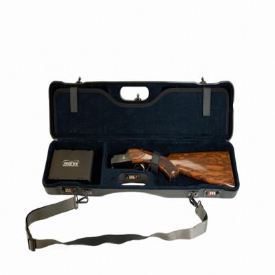 Negrini 16405 Ultra-Compact Over-Under and Side-by-Side Shotgun Hard Case  Lightweight Upland Hunting Gun Case with Locks, Black/Blue