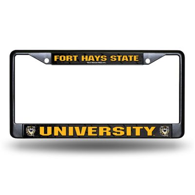 Rico Industries NCAA Fort Hays State Black Chrome Frame Sports Fan Automotive Accessories, Multicolor, One Size