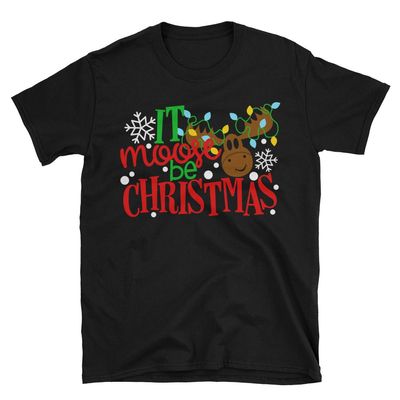 Arkansas made It Moose Be Christmas Adult Short-Sleeve Unisex T-Shirt Black