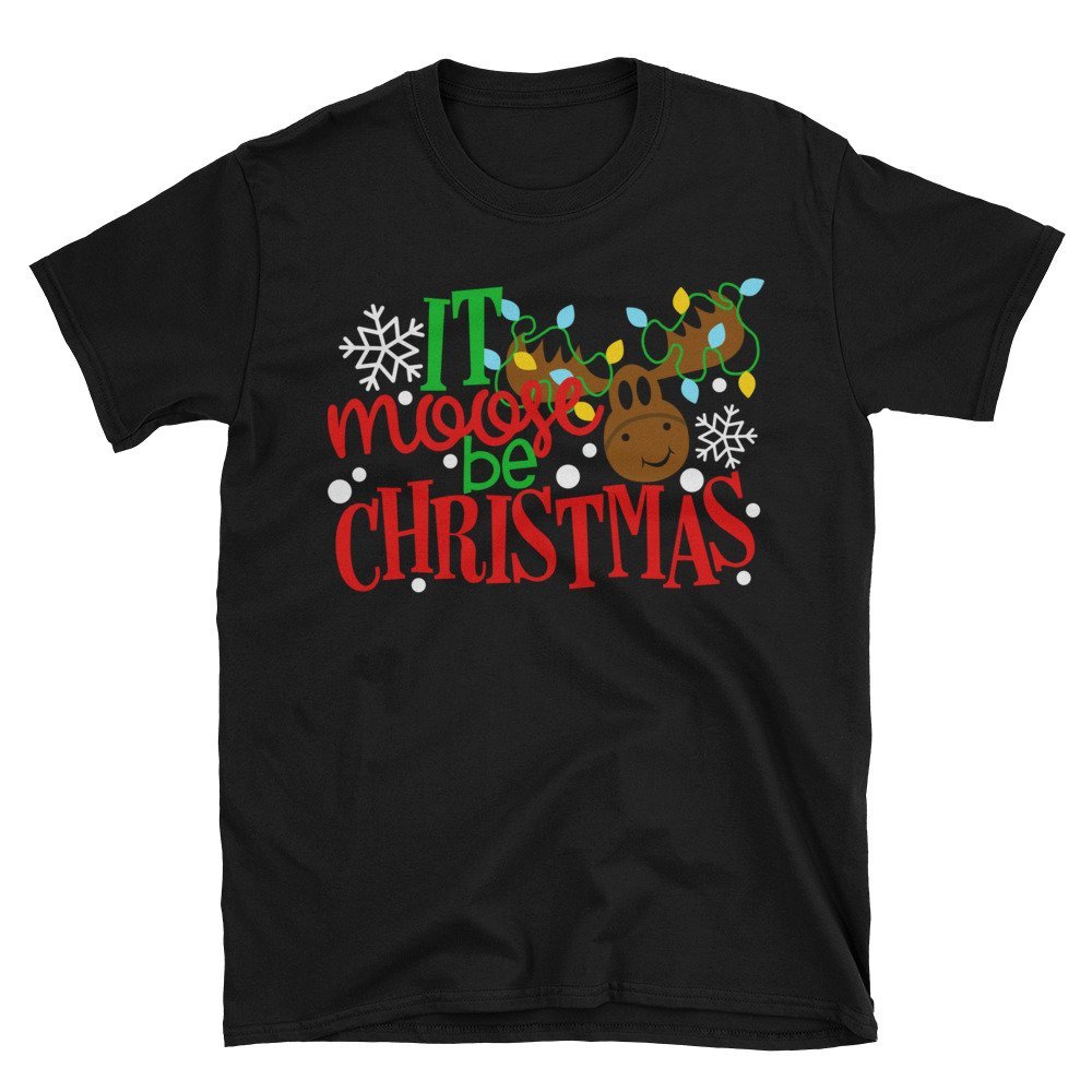 Arkansas made It Moose Be Christmas Adult Short-Sleeve Unisex T-Shirt Black