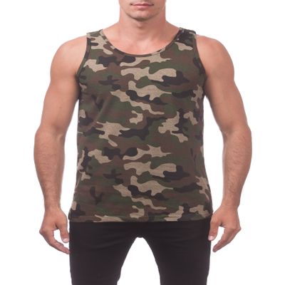 Pro Club Men's Comfort Cotton Tank Top, Green Camo, 5X-Large