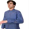 BCO Men's Charcoal with Blue Stripe Long Sleeve Industrial Auto Work Uniform Shirt, 65% Polyester, 35% Cotton (3XL) view 1
