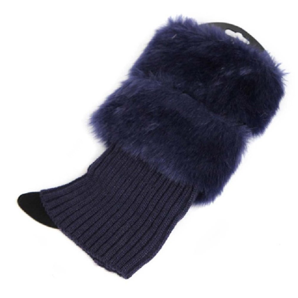 Myhouse Women Winter Leg Boot Socks Toppers Boot Cuff Top Cover (Navy Blue)