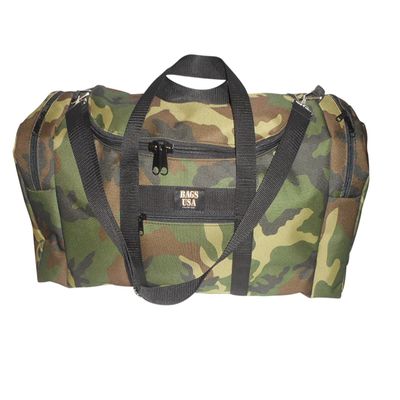 Carry on Bag, Rugby Bag Oversize Carry-On U Opening for Easy Excess Front Pocket, Made in USA. (Camouflage)