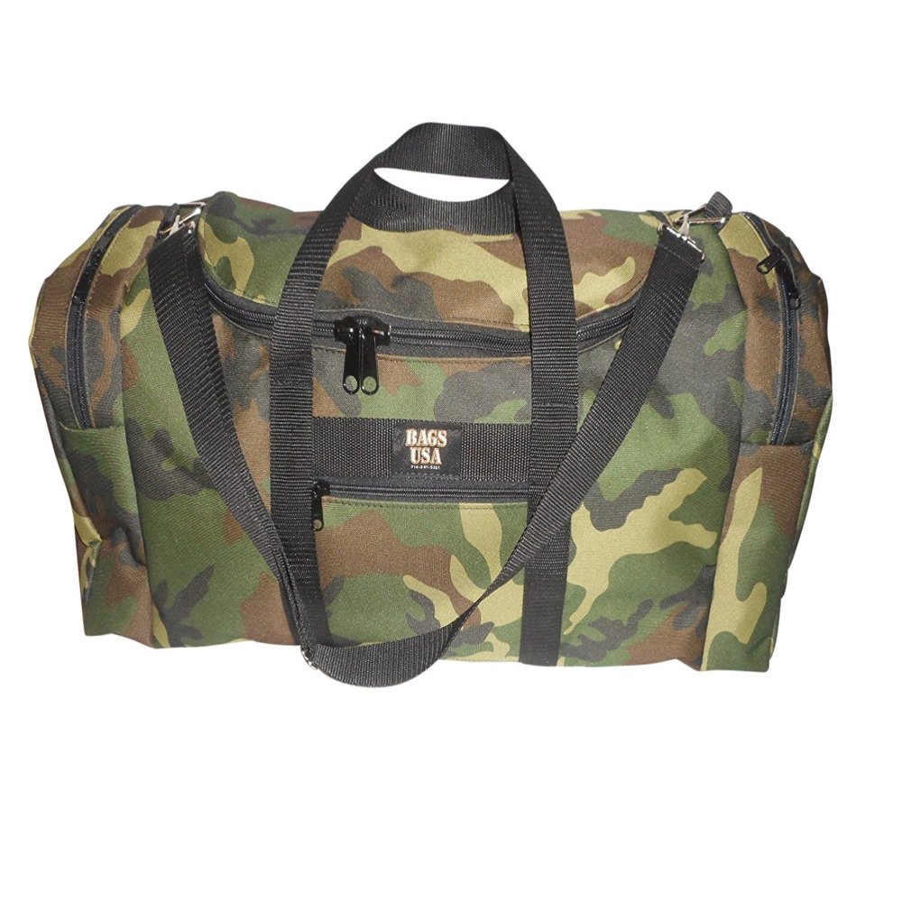 Carry on Bag, Rugby Bag Oversize Carry-On U Opening for Easy Excess Front Pocket, Made in USA. (Camouflage)