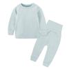MYGBCPJS 2pcs Boys Girls Cotton Pajamas Set Kids Cotton Long Thermal Underwear Pajama Set Light Blue view 1
