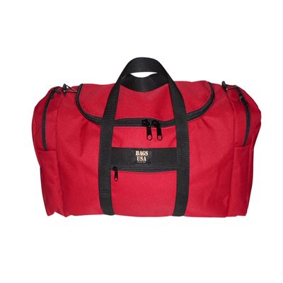 Carry on Bag, Rugby bag Oversize Carry-On U Opening for Easy Excess Front Pocket Made In USA. (Red)