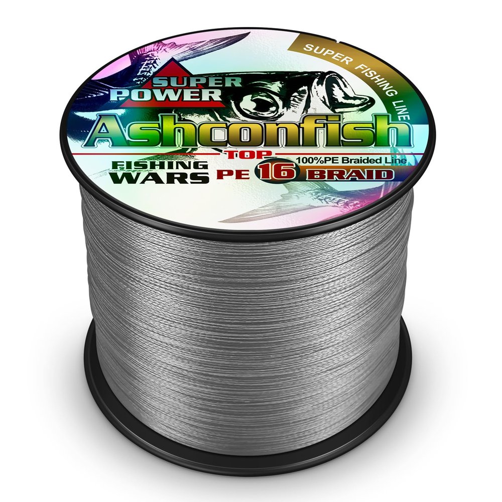 Ashconfish 16 Strands Hollow Core Braided Fishing Line 1500M/1640Yards 300LB Gray