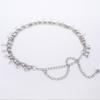 Adela Boutique Women Ladies Elegant Waistband Chain Fashion Thin Metal Hollow Out Leaves Pendant Waist Belt (Silver) view 3