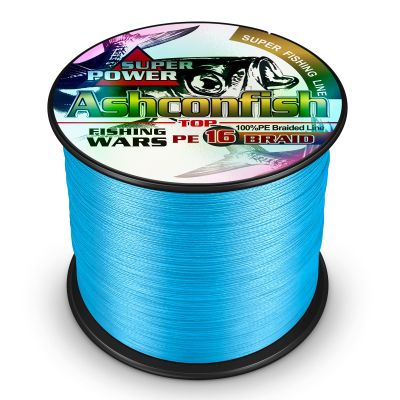 Ashconfish 16 Strands Hollow Core Braided Fishing Line 1500M/1640Yards 100LB Blue