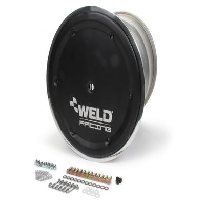 Weld Racing Wheel, 42 Spline Magnum, 15 x 17 in, 8.000 in Backspace, 42 Spline, Bead Lock, Cover Included, Aluminum, Black Anodize/Polished, Each