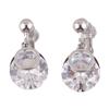Grace Jun Luxury Bridal AAA CZ Round Shape Clip on Earrings Without Piercing for Gril's Ear Clip(Platinum Clip-on) view 1