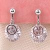 Grace Jun Luxury Bridal AAA CZ Round Shape Clip on Earrings Without Piercing for Gril's Ear Clip(Platinum Clip-on) view 2