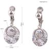 Grace Jun Luxury Bridal AAA CZ Round Shape Clip on Earrings Without Piercing for Gril's Ear Clip(Platinum Clip-on) view 3