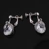 Grace Jun Luxury Bridal AAA CZ Round Shape Clip on Earrings Without Piercing for Gril's Ear Clip(Platinum Clip-on) view 4