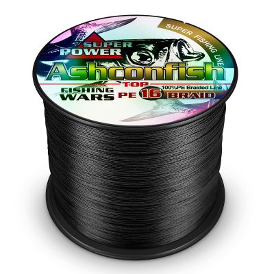 Ashconfish 16 Strands Hollow Core Braided Fishing Line 1000M/1093Yard 130LB Black