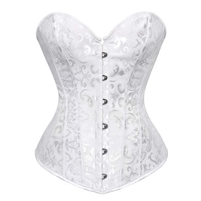 Kranchungel Renaissance Corset Tops for Women: Plus Size Overbust Corset Costume Themed Events for Renaissance Faire Visitors 5X-Large White