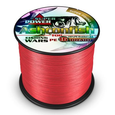 Ashconfish 16 Strands Hollow Core Braided Fishing Line 1000M/1093Yard 80LB Red