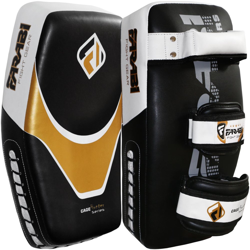 Farabi Kick Shield Arm Pad Kicking Target (White Black, Pair)