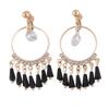 Grace Jun Gold-tone Crystal CZ Big Clip on Earrings Non Piercing for Women Party Wedding Cuff Earrings(gold black clip on) view 1