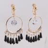 Grace Jun Gold-tone Crystal CZ Big Clip on Earrings Non Piercing for Women Party Wedding Cuff Earrings(gold black clip on) view 3