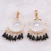 Grace Jun Gold-tone Crystal CZ Big Clip on Earrings Non Piercing for Women Party Wedding Cuff Earrings(gold black clip on) view 4