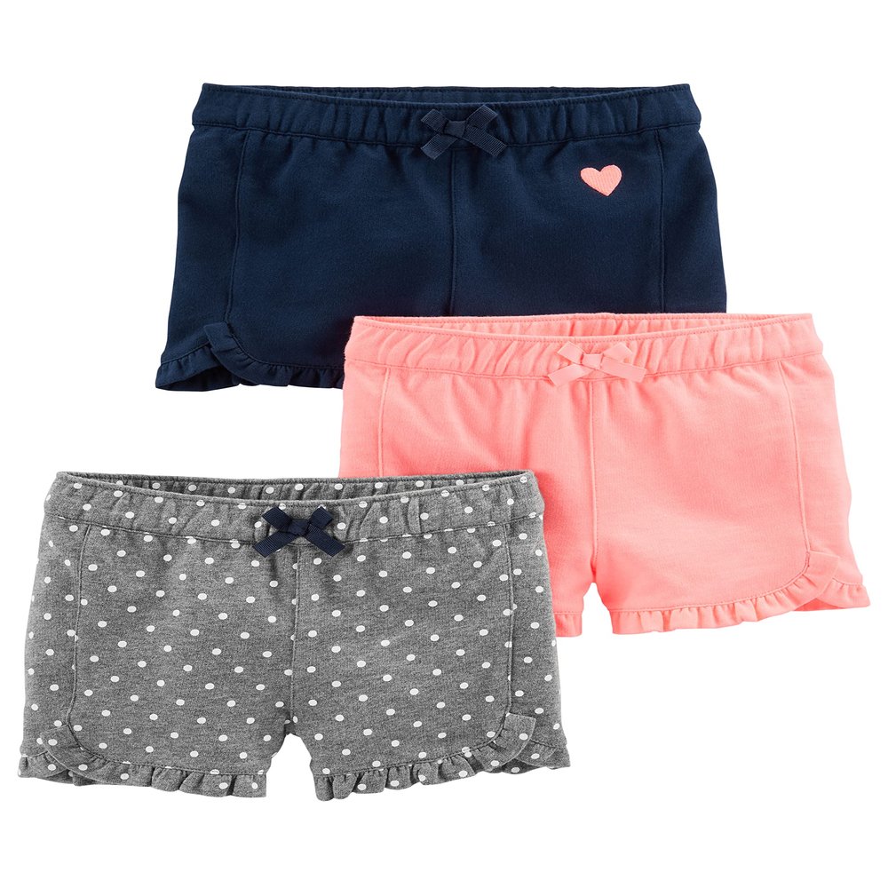 Simple Joys by Carter's Toddler Girls 3-pack Knit Shorts, pink.grey, navy, 5T