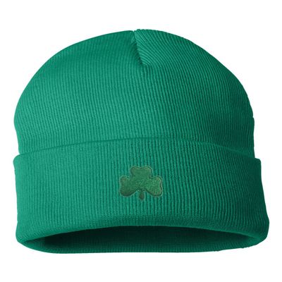 Go All Out One Size Kelly Cuffed Shamrock St. Patrick's Day Embroidered Cuffed Knit Beanie Cap