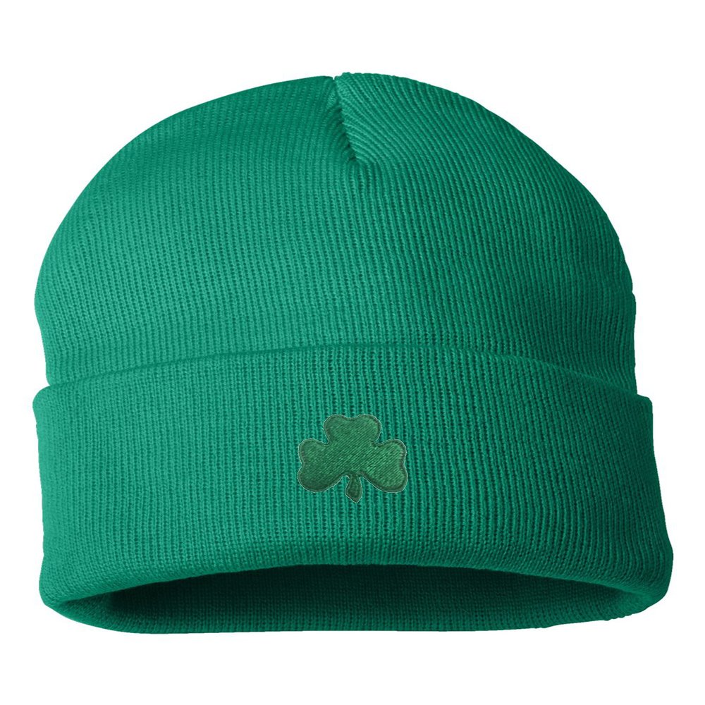 Go All Out One Size Kelly Cuffed Shamrock St. Patrick's Day Embroidered Cuffed Knit Beanie Cap