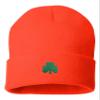 Go All Out One Size Blaze Orange Cuffed Shamrock St. Patrick's Day Embroidered Cuffed Knit Beanie Cap view 1