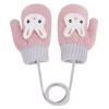 FakeFace Toddler Kids Winter Warm Full Finger Mittens with String Baby Girls Boys Thick Fleece Lining Ski Gloves Gift (Pink Rabbit Mittens) view 1