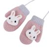 FakeFace Toddler Kids Winter Warm Full Finger Mittens with String Baby Girls Boys Thick Fleece Lining Ski Gloves Gift (Pink Rabbit Mittens) view 2