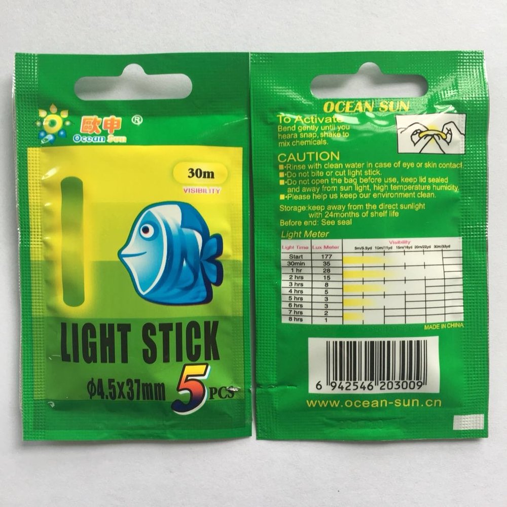 Ocean Sun 50bags(250pcs) Green Straight Glow Sticks (4.5 * 37mm)